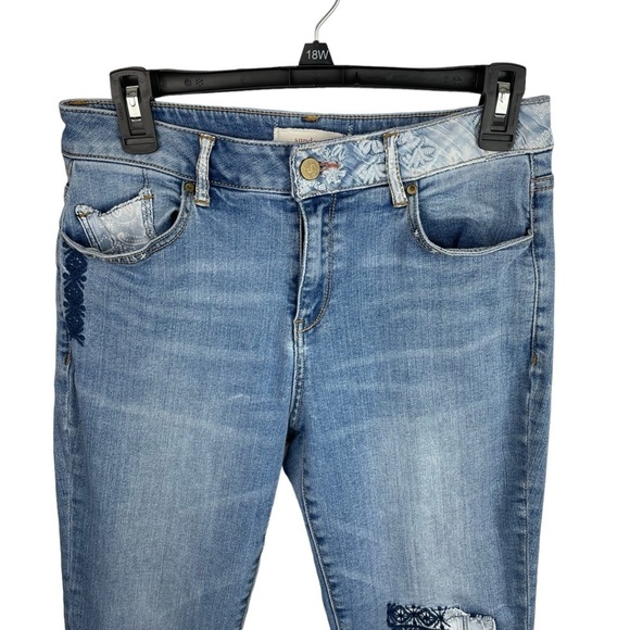 Sundance | Magnolia Patchwork Embroidered Raw Hem Jeans - Picture 2 of 10